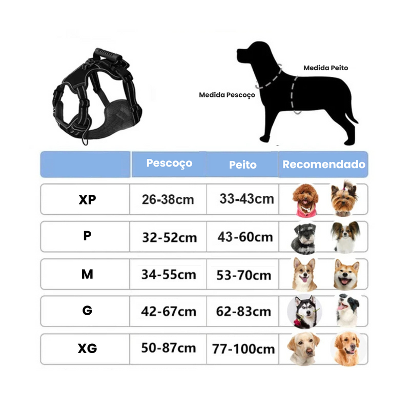 Coleira Peitoral Confortável para Cães de Todos os Tamanhos