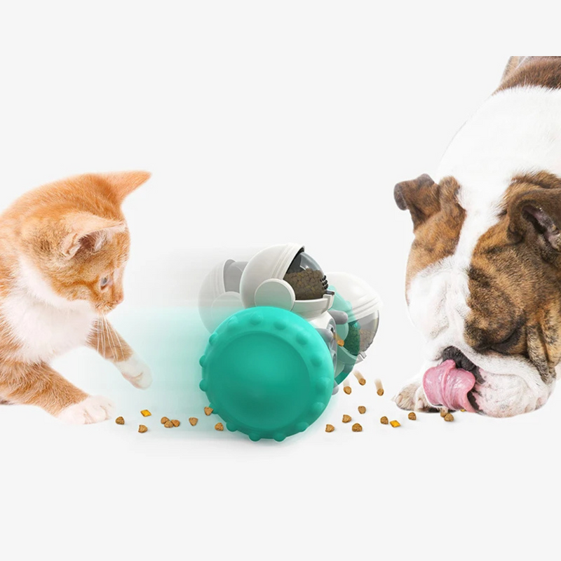 Dispenser Inteligente de Ração para Cães e Gatos: Brinquedo Robô que Enriquece o Dia a Dia do Seu Pet