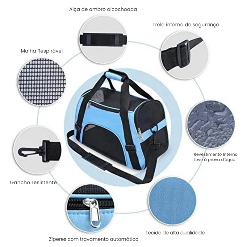 Bolsa de Transporte Compacta para Cães e Gatos em Viagens Confortáveis