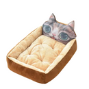 Caminha Acolchoada Teddy Cartoon: Conforto e Estilo para Cães e Gatos