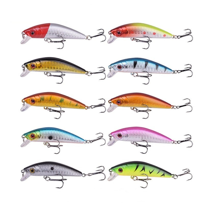 Conjunto Completo de Iscas Proleurre Minnow para Pesca Eficiente – 8 a 18 Peças