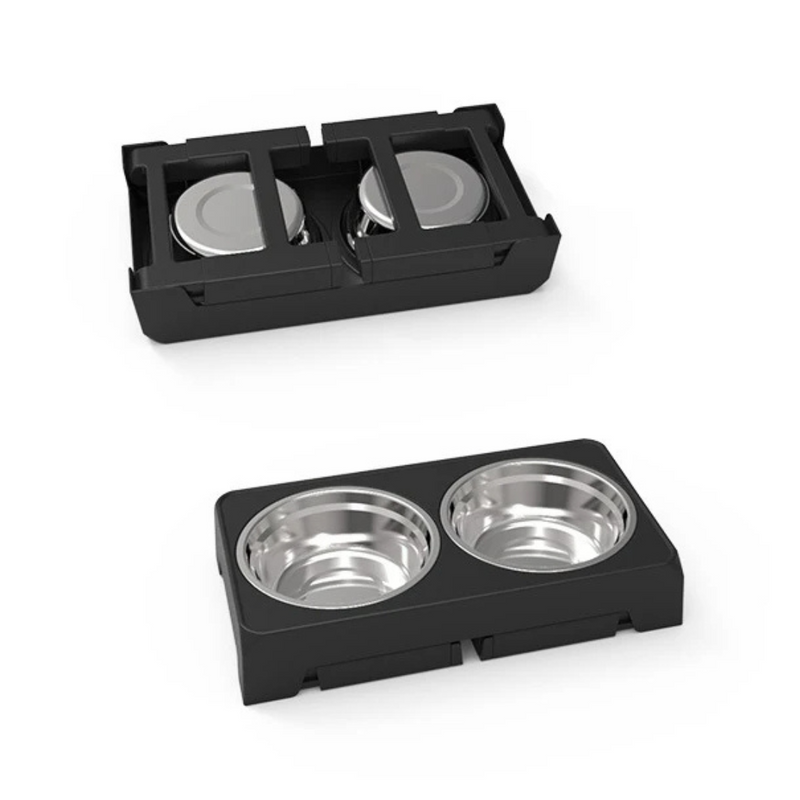 Comedouro e Bebedouro Elevado Ajustável para Pets - Conforto e Estilo com Tigela em Aço Inox