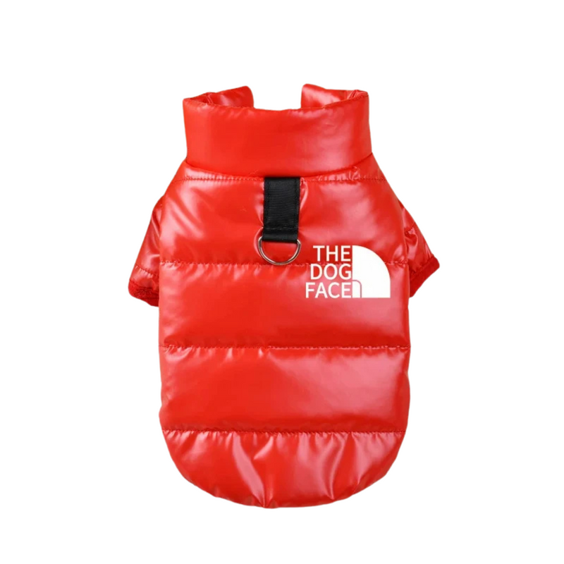 Jaqueta Puffer Impermeável para Pets The Dog Face com Alça Prática para Passeios Confortáveis