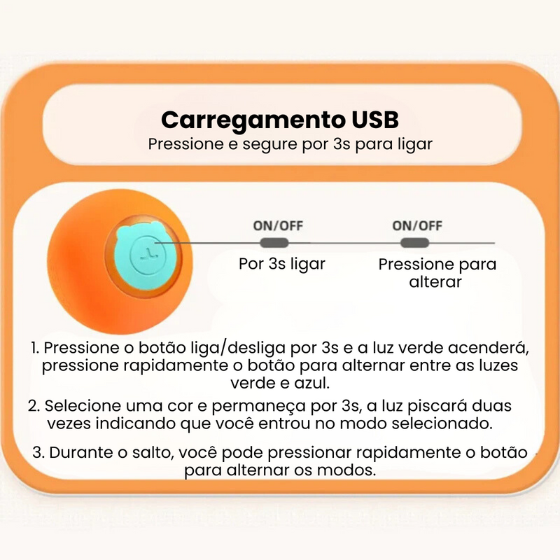 Bolinha Interativa Elétrica para Estímulo e Diversão do Seu Gato