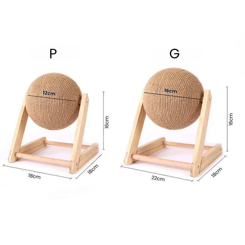 Bola Arranhadora de Sisal para Gatos com Suporte de Madeira - Conforto e Diversão em um Só Produto