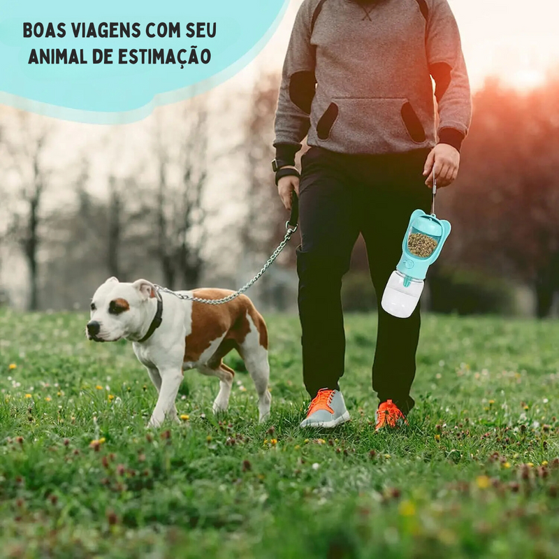 Garrafa Multifuncional para Pet: Bebedouro e Comedouro Portátil para Viagens com Seu Cachorro