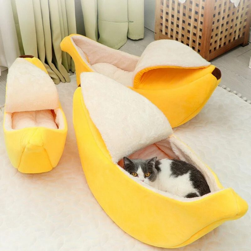 Cama Pet Confortável em Formato de Banana para Cães e Gatos
