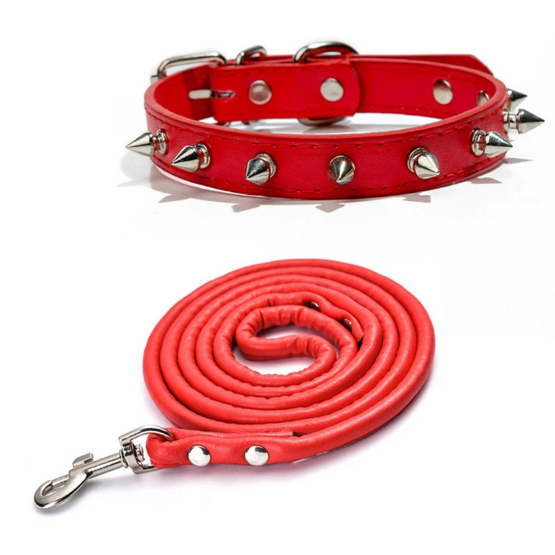 Coleira Pet de Couro com Spikes para Estilo e Conforto do Seu Cachorro