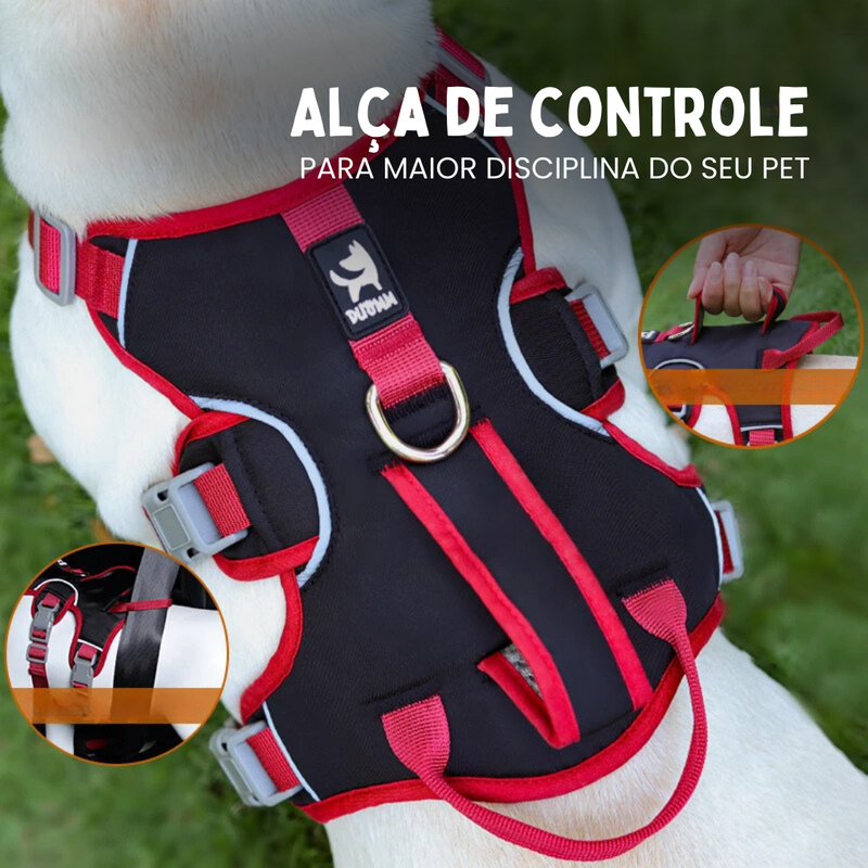 Coleira Peitoral Ajustável para Cachorros – Conforto e Segurança com Reflexividade em 6 Pontos