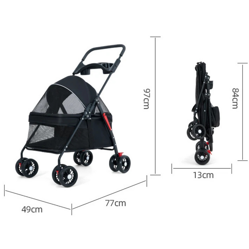 Carrinho Confortável para Passeio de Cachorros e Gatos