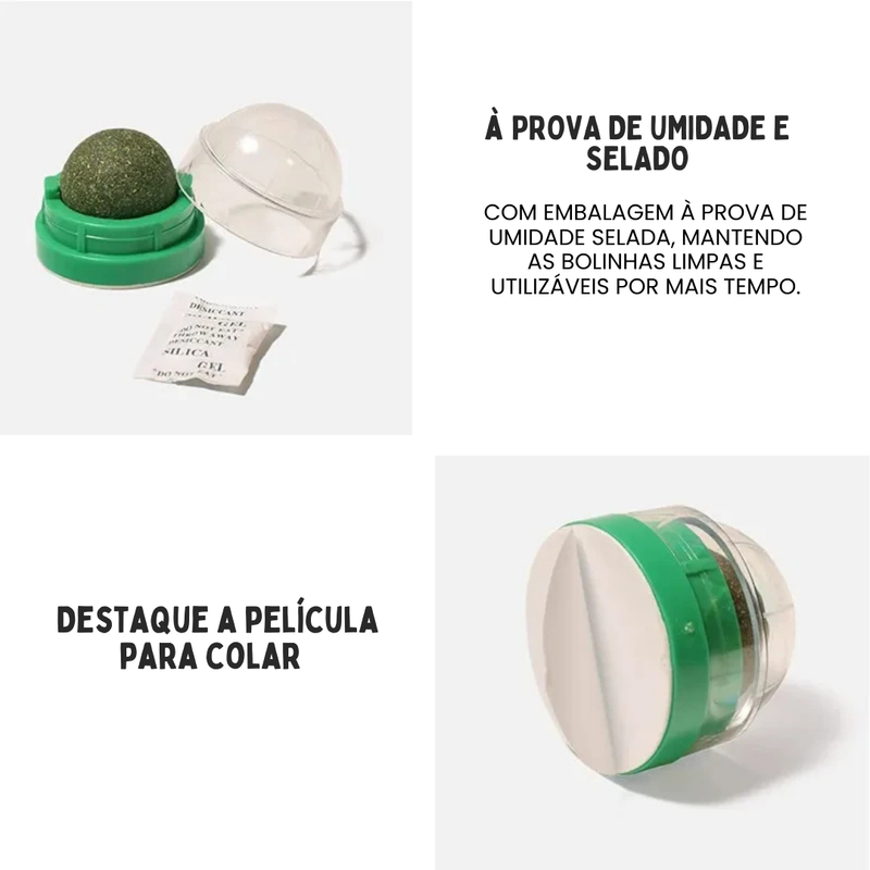 Bolinha de Catnip Interativa para Gatos com Adesivo Dupla Face – Brincadeira e Diversão Garantidas