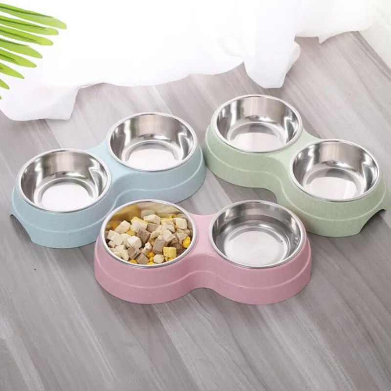 Tigela Dupla para Pets: Comedouro e Bebedouro em Aço Inox para Conforto de Cães e Gatos