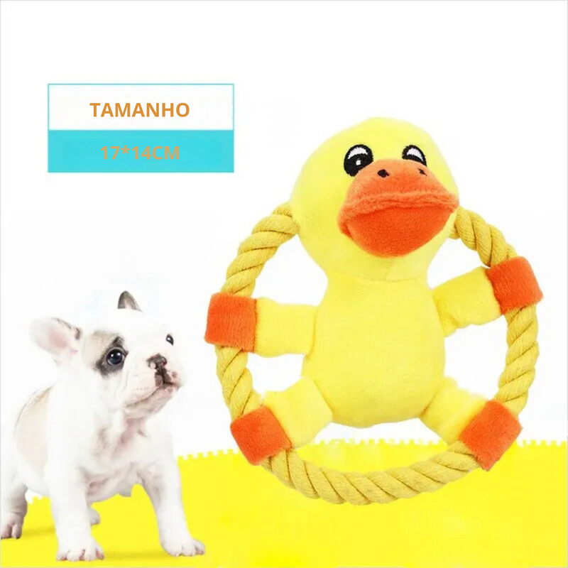 Brinquedo de Pelúcia com Corda e Argola para Mordida: Conforto e Diversão para Seu Cachorro