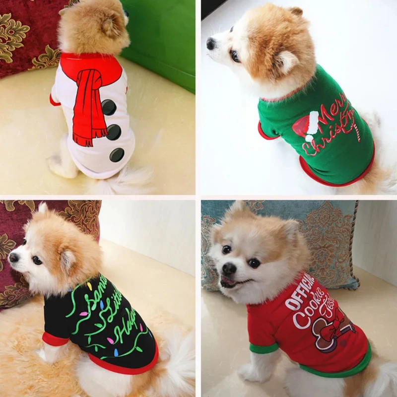 Camiseta Pet Confortável para o Natal e Ano Novo