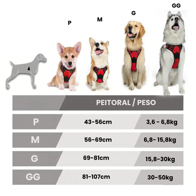 Coleira Peitoral Ajustável com Duas Fivelas para Conforto e Segurança
