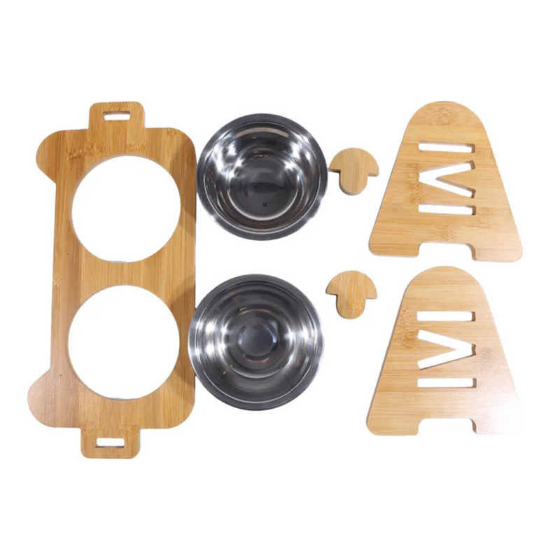 Comedouro e Bebedouro Duplo Elevado com Tigelas de Aço Inox – Conforto e Praticidade para Seu Pet