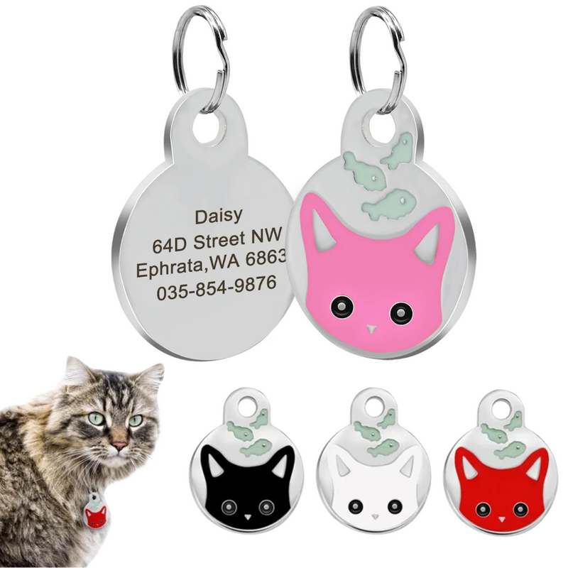 Colar Personalizado para Gato: Pingente de Identificação com Nome, Telefone e Endereço
