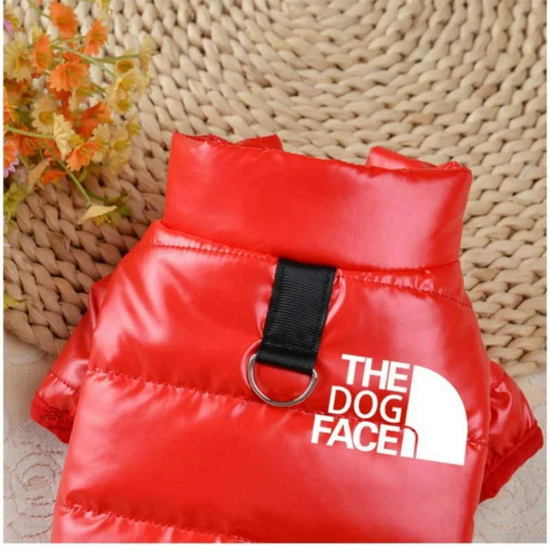 Jaqueta Puffer Impermeável para Pets The Dog Face com Alça Prática para Passeios Confortáveis