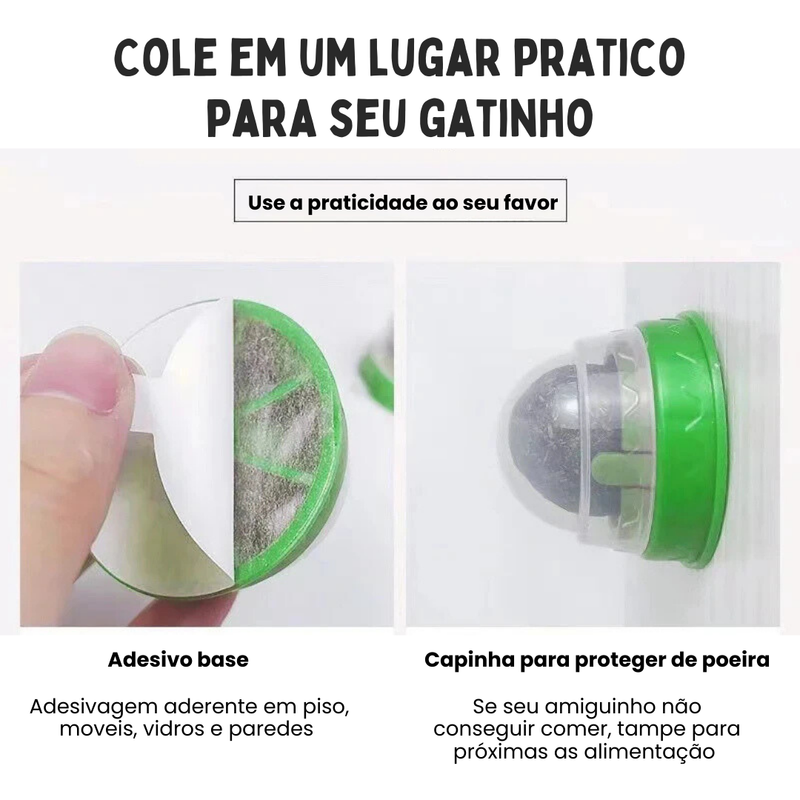 Bolinha de Catnip Interativa para Gatos com Adesivo Dupla Face – Brincadeira e Diversão Garantidas