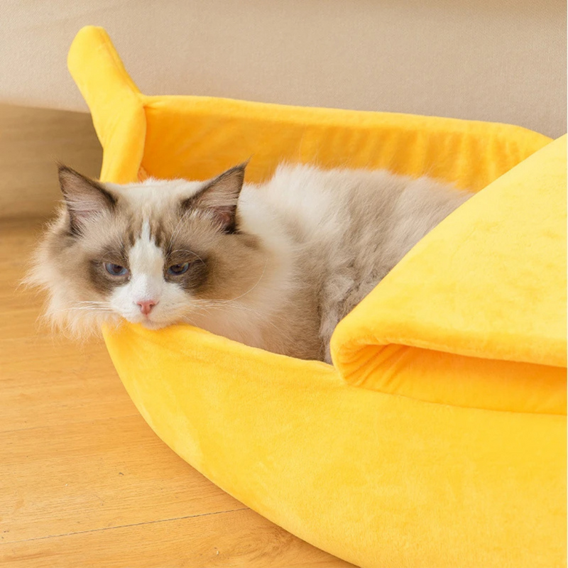 Cama Pet Confortável em Formato de Banana para Cães e Gatos