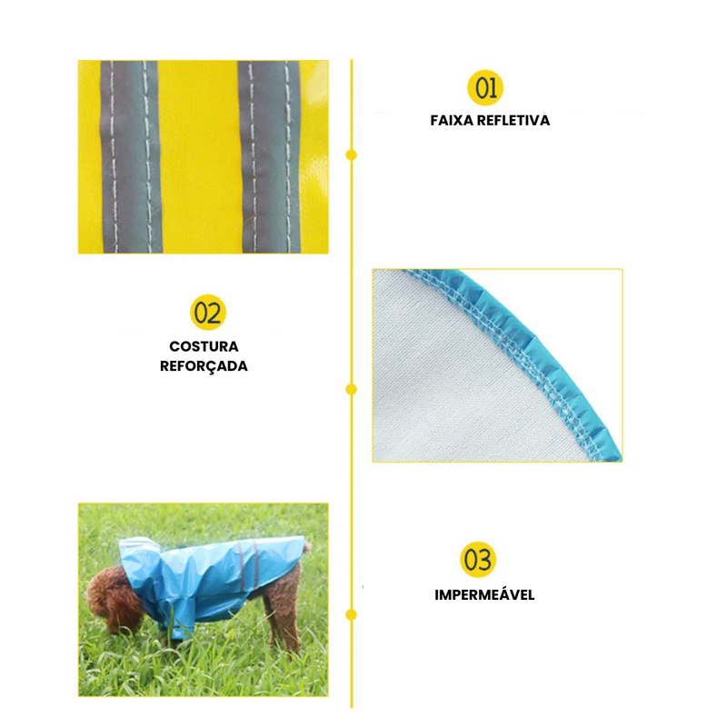 Capa de Chuva Pet com Capuz para Conforto e Proteção