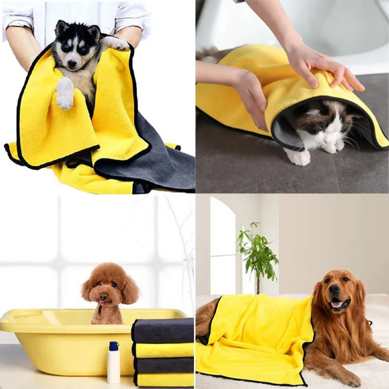 Toalha de Banho Ultra Absorvente para Cães e Gatos – Secagem Rápida e Conforto no Banho