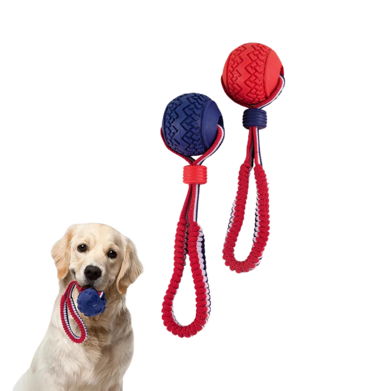 Brinquedo Interativo para Cães: Bolinha com Corda Puxador Resistente e Mordedor