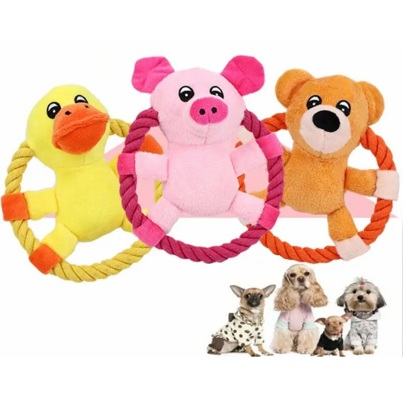 Brinquedo de Pelúcia com Corda e Argola para Mordida: Conforto e Diversão para Seu Cachorro