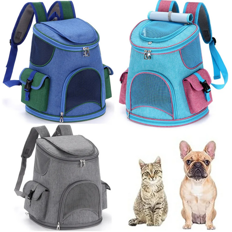 Mochila Confortável para Transporte de Cães e Gatos com Tela Respirável
