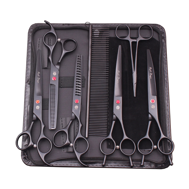 Kit Profissional de Tesouras e Pente para Banho e Tosa Purple Dragon com Estojo – Transforme a Experiência do Seu Pet