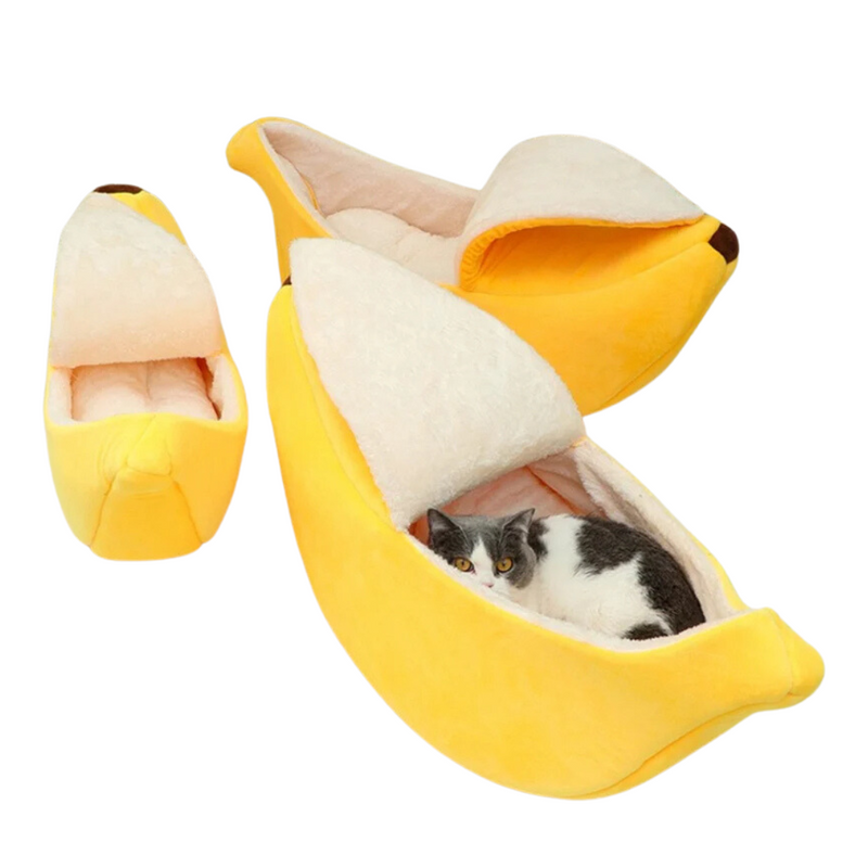 Cama Pet Confortável em Formato de Banana para Cães e Gatos