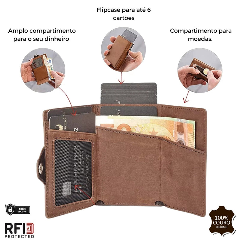 Carteira Galdino em Couro Genuíno - Estilo e Praticidade para o Homem Moderno