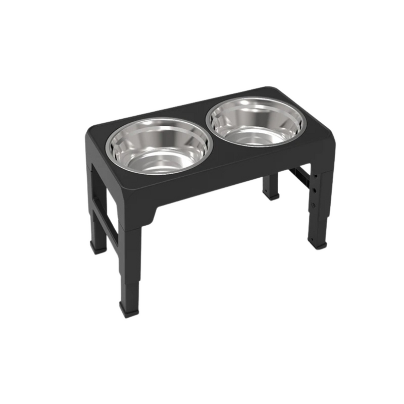 Comedouro e Bebedouro Elevado Ajustável para Pets - Conforto e Estilo com Tigela em Aço Inox