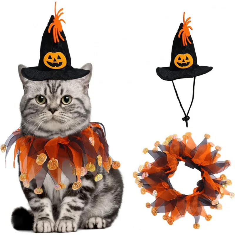 "Fantasia de Halloween para Pets com Chapéu e Coleira Ajustáveis em Estilo Abóbora" 

**Produto que Transforma a Hora do Halloween em Diversão e Conforto para Seu Pet**