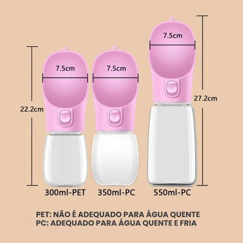 Garrafa Portátil de Água Para Pets - Conforto e Praticidade em Passeios e Viagens