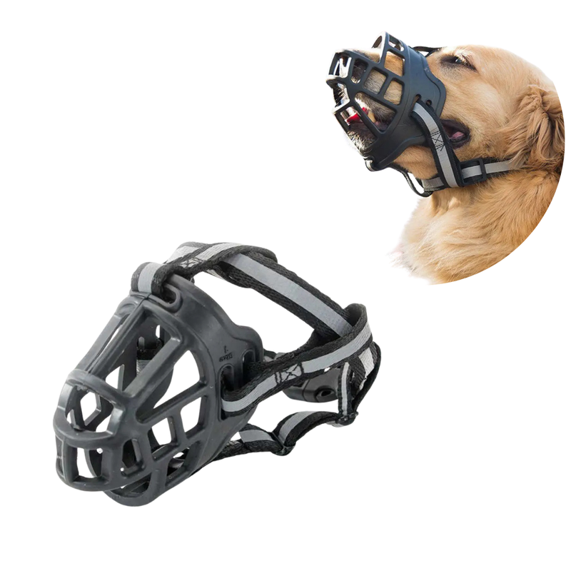 Focinheira Ajustável de Silicone Preta para Cães Grandes - Conforto e Segurança em Cada Passeio