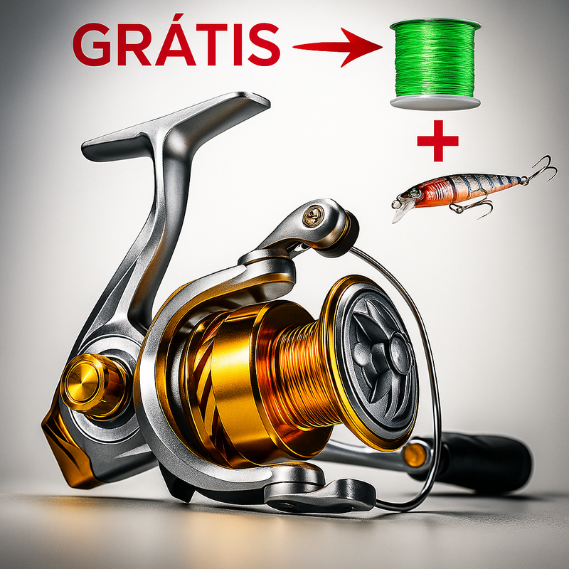 Molinete de Pesca Profissional com 12Kg de Drag | Inclui Linha Multifilamento e Isca Artificial Grátis para Aumentar Suas Capturas