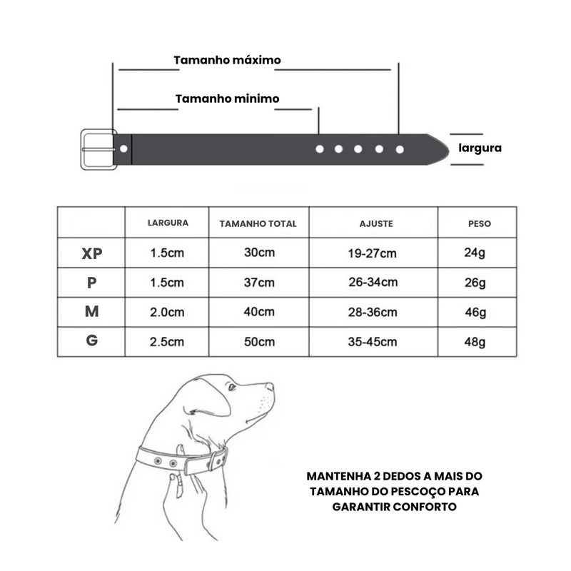 Coleira de Couro com Design Ossinho: Conforto e Estilo para Seu Pet