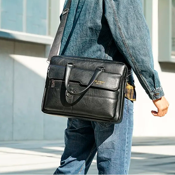 Maleta de Couro Genuíno Weixier Premium Pro - Elegância e Praticidade para sua Rotina