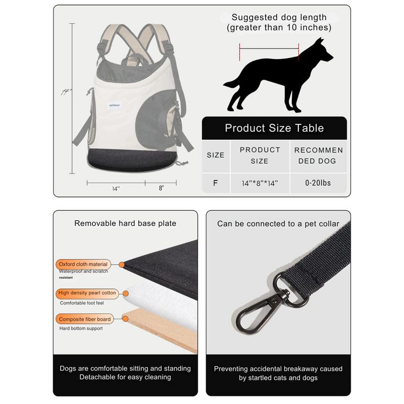 Mochila Frontal Confortável para Transporte de Cachorros e Gatos