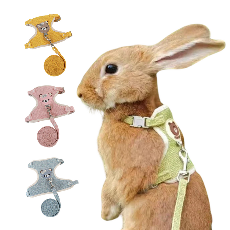 Coleira Peitoral Confortável com Guia para Coelhos - Explore com Segurança