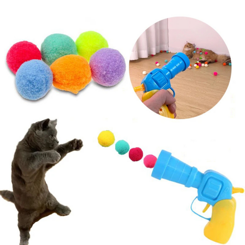 Arremessador de Mini Pompons para Gatos - Brincadeiras Divertidas e Momentos de Alegria