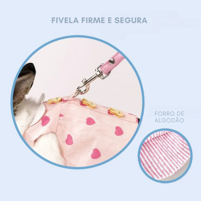 Conjunto Elegante de Vestido e Chapéu para Coelhos