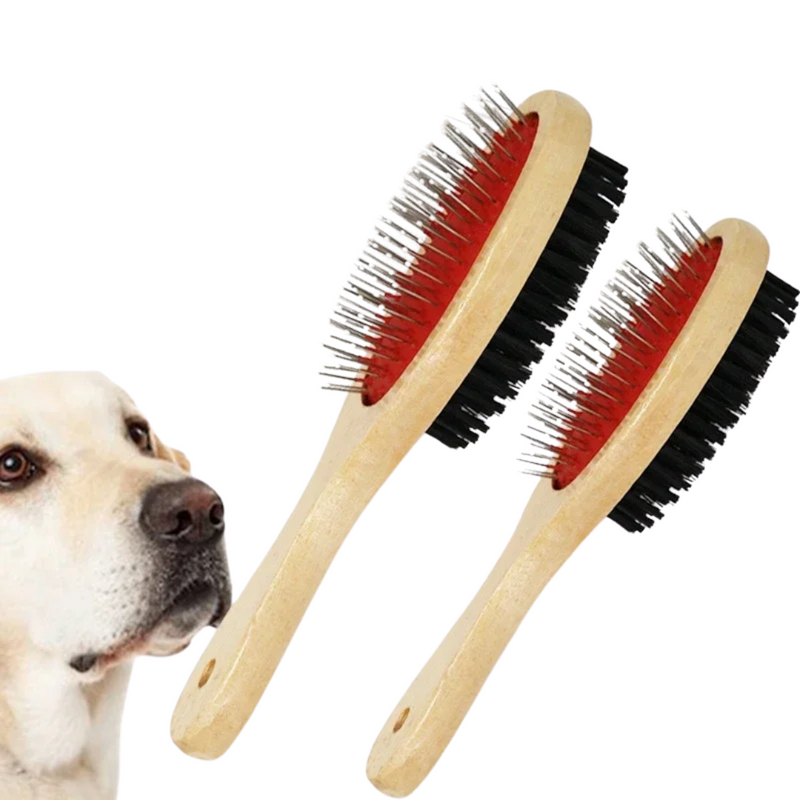 Escova Dupla de Madeira: Conforto e Cuidados para Seu Cachorro