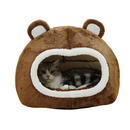 Cama Acolchoada Ursinho Marrom em Pelúcia para Conforto de Gatos e Cães