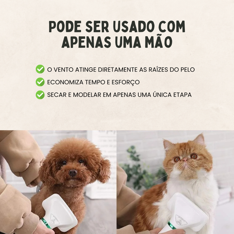 Escova Secadora 2 em 1 para Pets: Praticidade e Conforto no Banho e Tosa