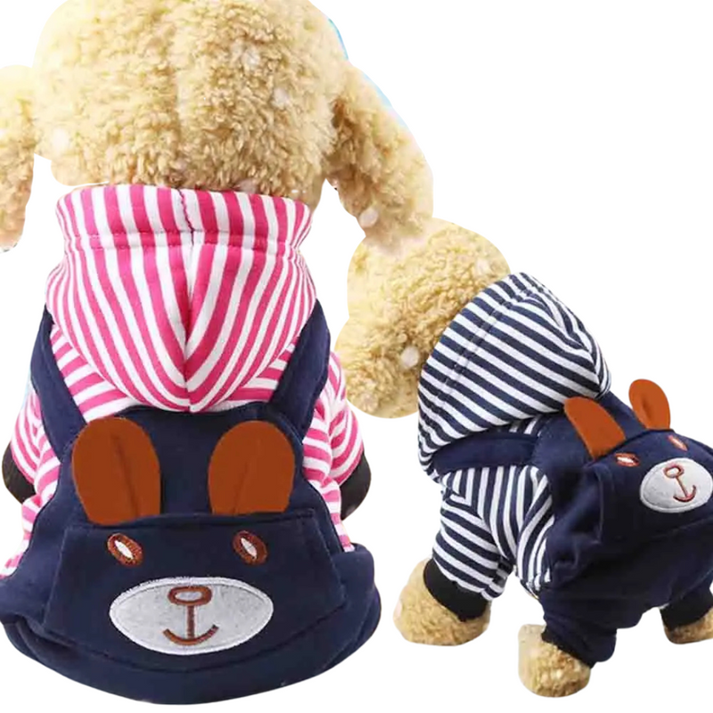 Confortável Jardineiro Moletom com Suspensório para Cachorros