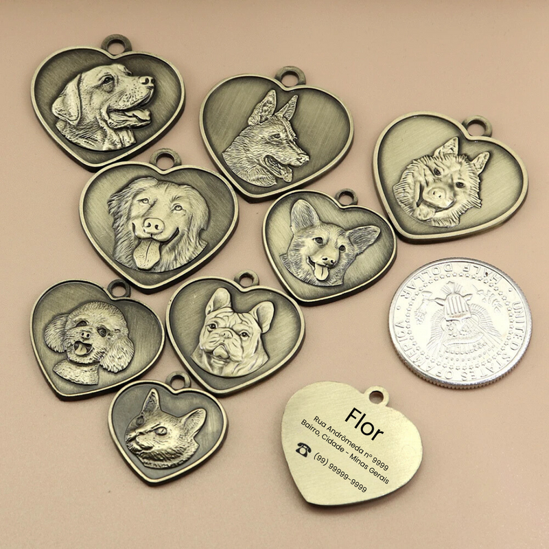 Pingente Medalhão Personalizado com Nome e Contato: Sua Identidade, Sempre à Mão