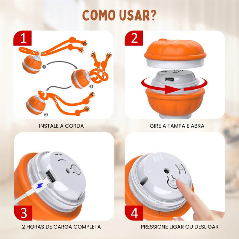 Bola Elétrica Giratória com Corda: Diversão e Exercício para Seu Cachorro