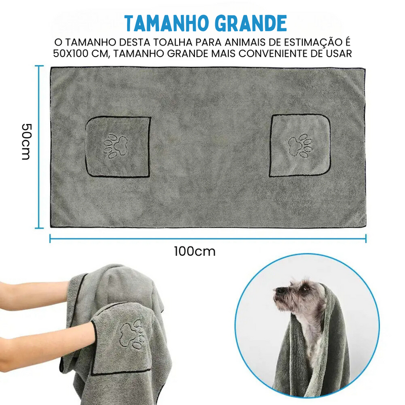 Toalha de Banho Pet em Microfibra Ultra Absorvente para Conforto e Praticidade na Hora do Banho